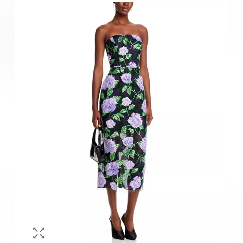 Milly Kait Sequined Midi Dress Purple Hydrangeas | 4